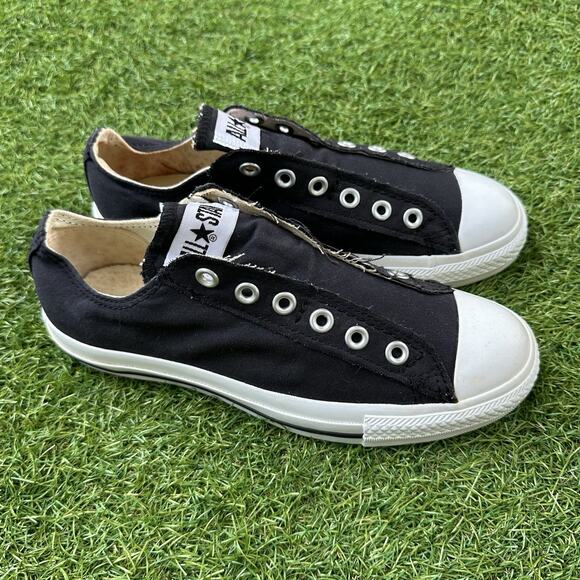 Converse Chuck Taylor All Star Black Slip On Low Top Sneakers Mens 6 Womens 8 - Picture 2 of 8